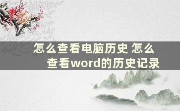 怎么查看电脑历史 怎么查看word的历史记录